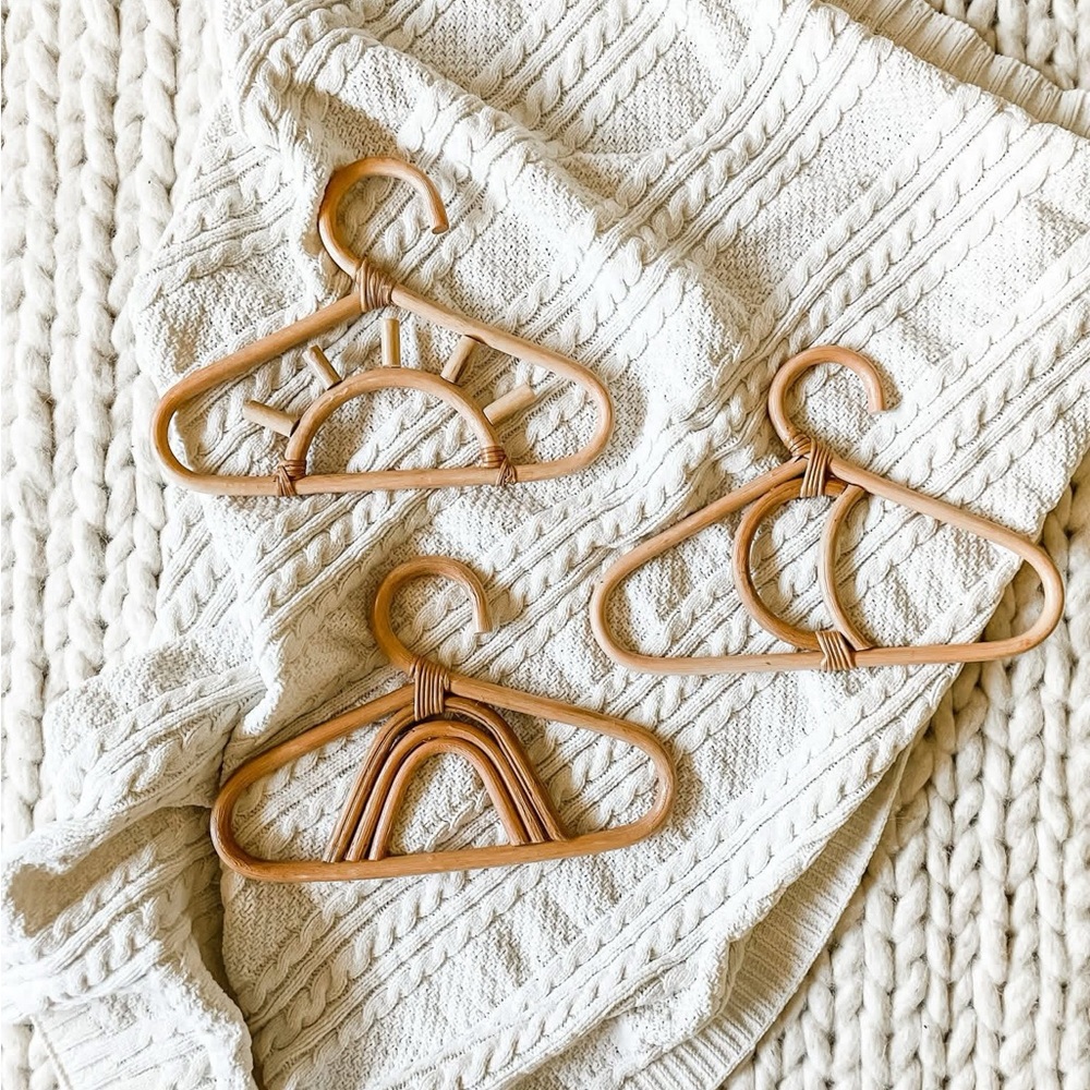 Set of Three Tan Rattan Hangers